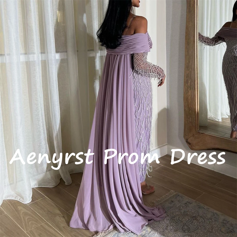 Aenyrst-Robe de Soirée Plissée en Mousseline de Soie à Manches sulf, Vêtement Personnalisé, Longueur de Rinçage, pour Occasions Formelles