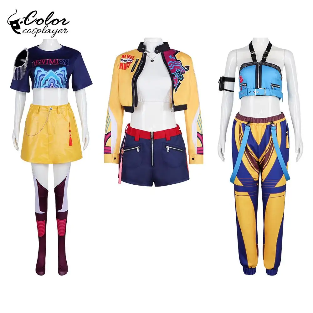 

Color Cosplayer Kpop Hunters Cosplay Costume Rumi Set Zoey Mira Two-Piece Set Anime Singer Skirt Halloween Women Clothing