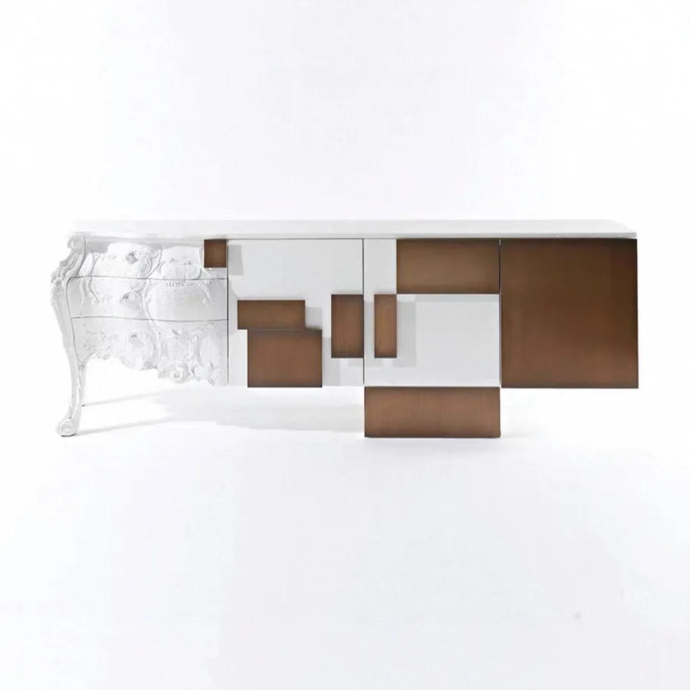 

Log carving, medieval solid wood sideboard, French style