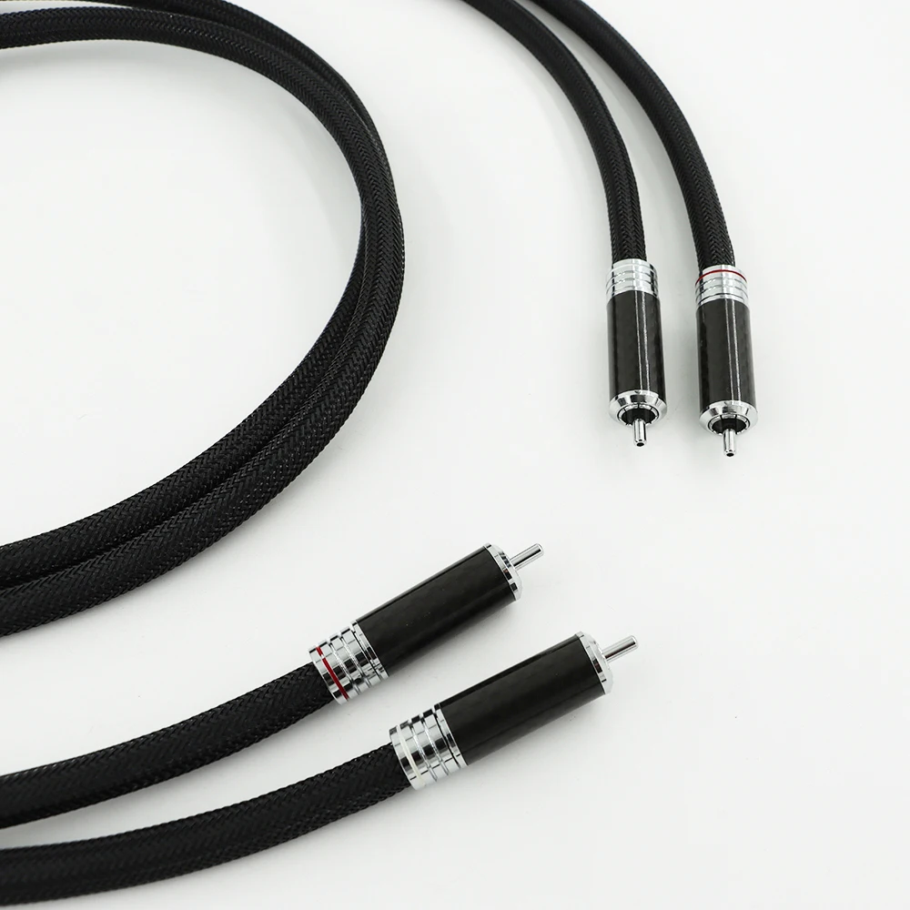 one pair 6N pure silver hifi rca cable amplifier CD decoder signal line non-magnetic hifi rca plug connection line
