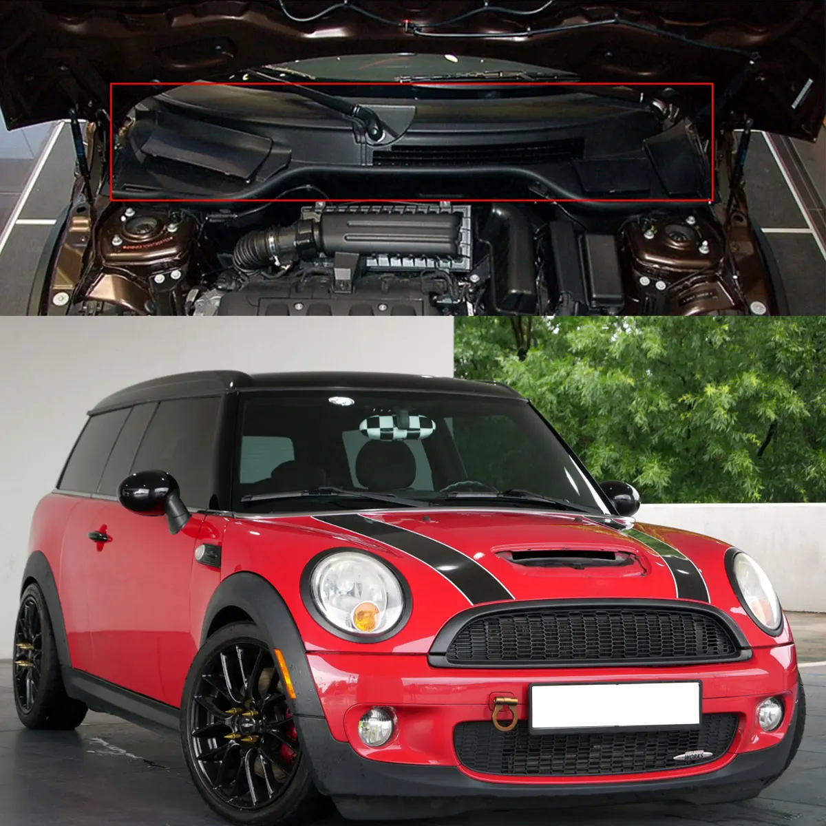Magickit Water Deflector Wiper Cowl Panel Complete-Cowl For Mini Cooper R55 R56 R57 2007-2015 Scuttle Panel LHD Car Accessories