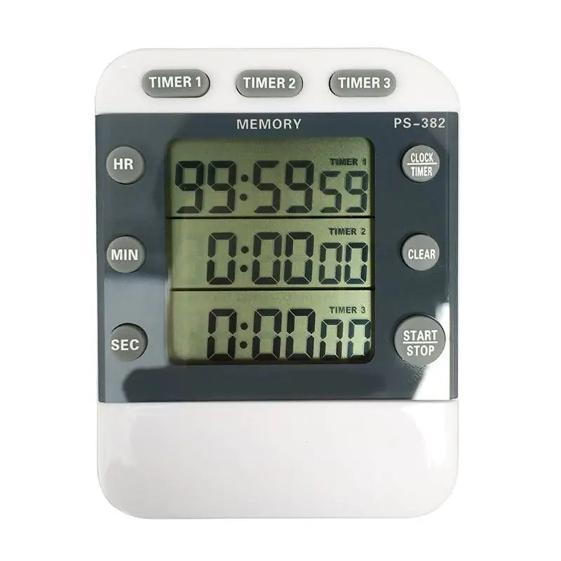 Triple Kitchen Timer Digital 3 Channel Alarm Timer Electronic Countdown Clock Timer Volume Control for Home Office Sport