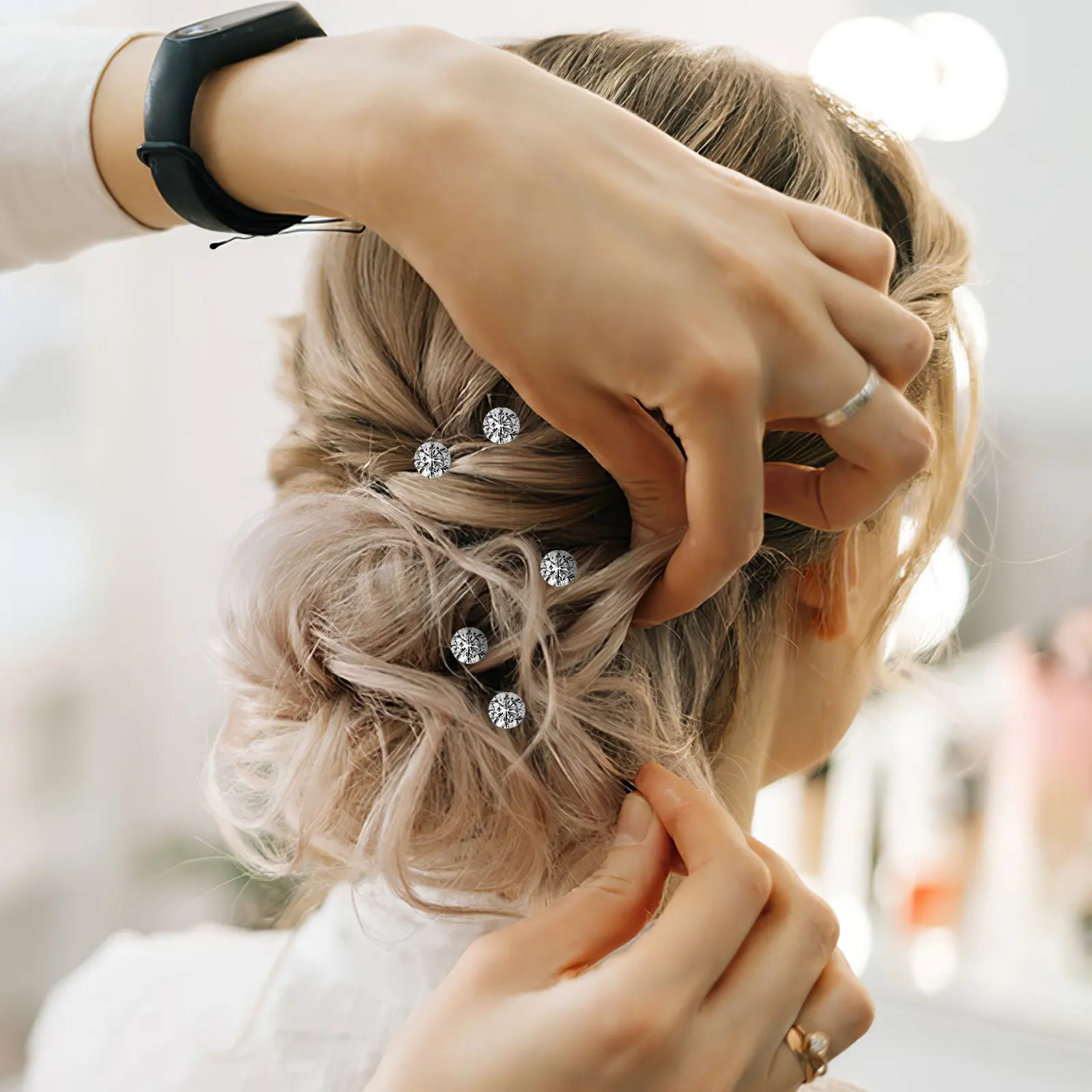 

40Pcs Hair Forks Bridal Rhinestone Pearl Hairpins Wedding Hair Styling Pins U Shaped Hairpin Forks U Shape Hairpins