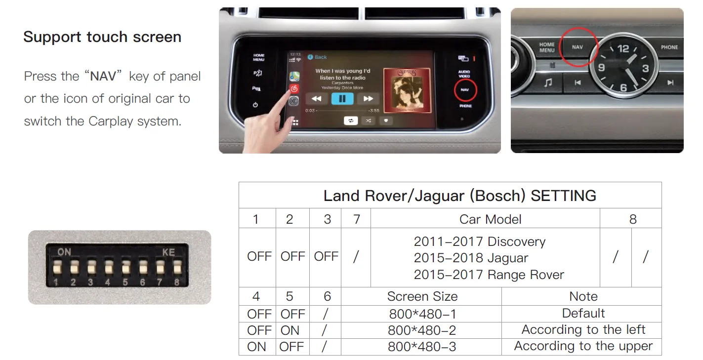 AUTOTOP Kabelloser CarPlay Android Auto Nachrüst-Decoder für Land Rover Jaguar Discovery 4 Aurora Freelander 2 XE XF XJ mit Bosch – Detail 3