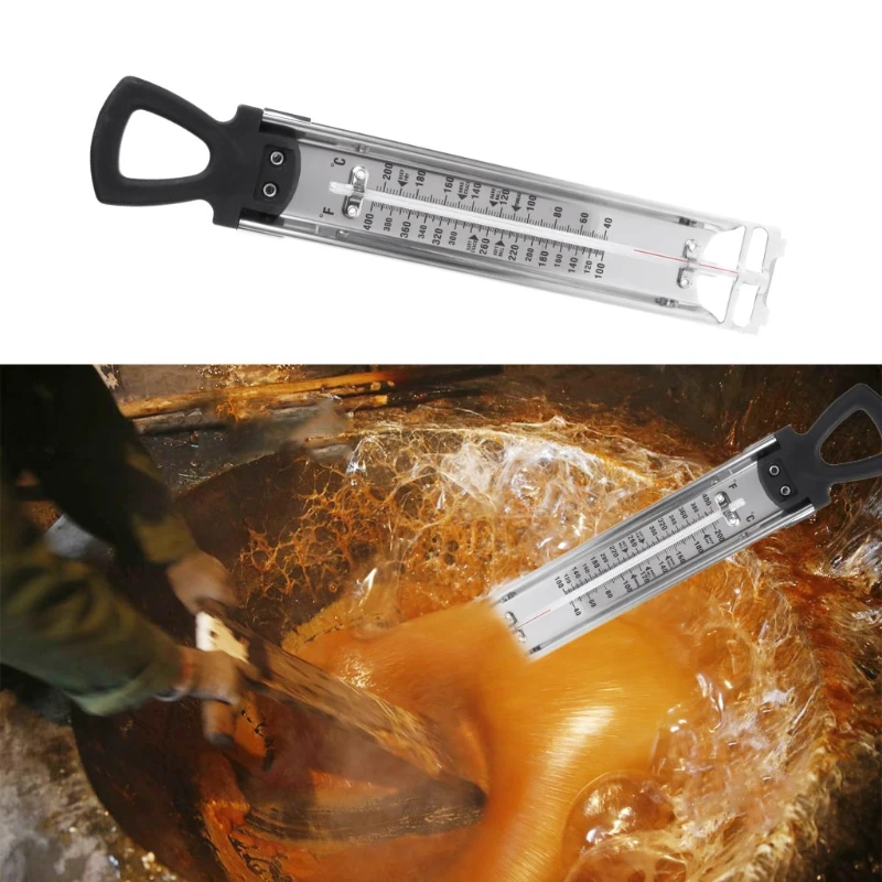 Stainless Steel Cooking Thermometer Candy Thermometer with Hanging Hook & Pot Clip for Measuring Sugars Temperatures