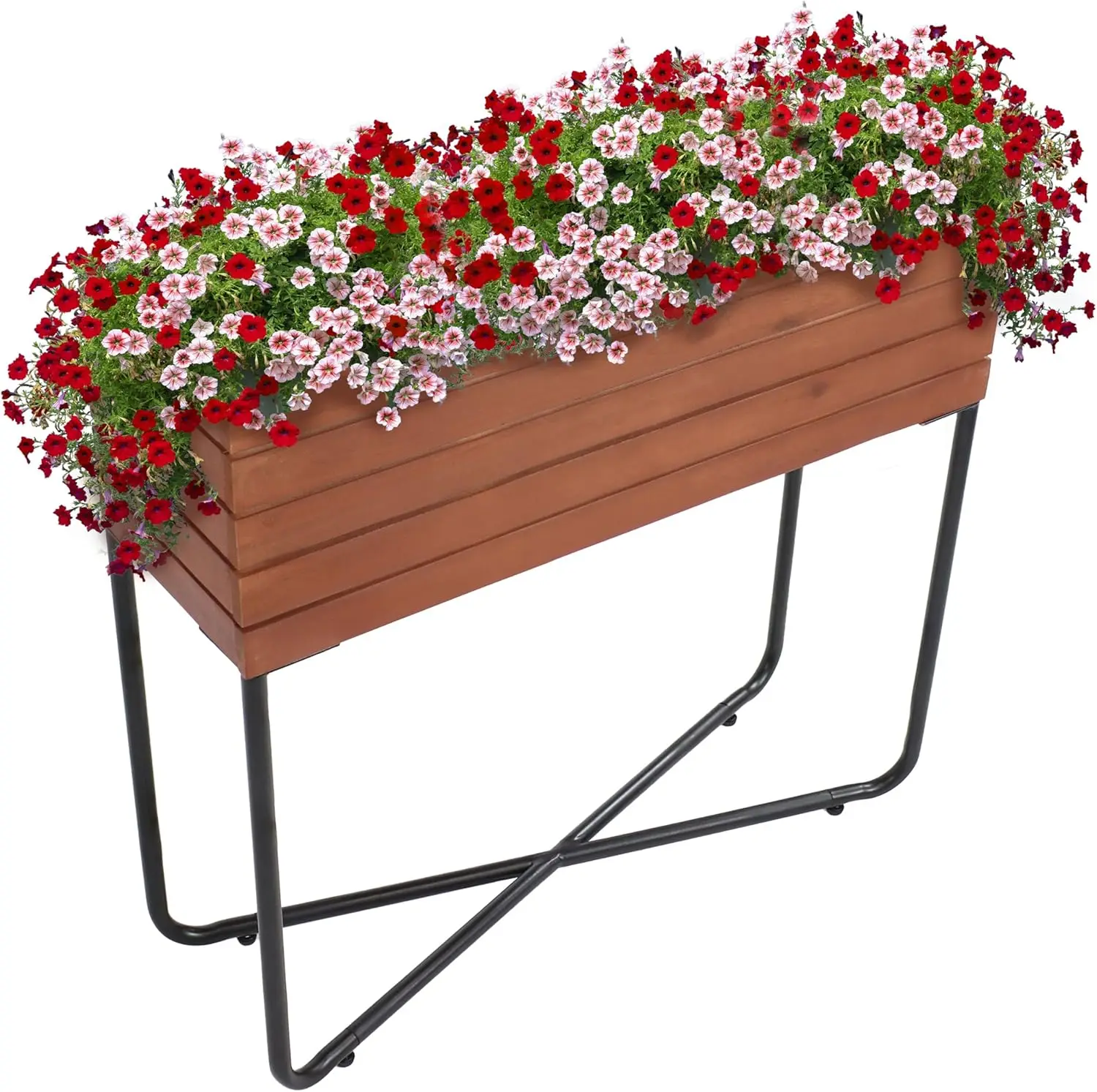 

Slatted Acacia Wood Raised Garden Bed with Legs - Oil-Stained Finish - Powder-Coated Steel Frame - Removable Insert - 23.5-Inch