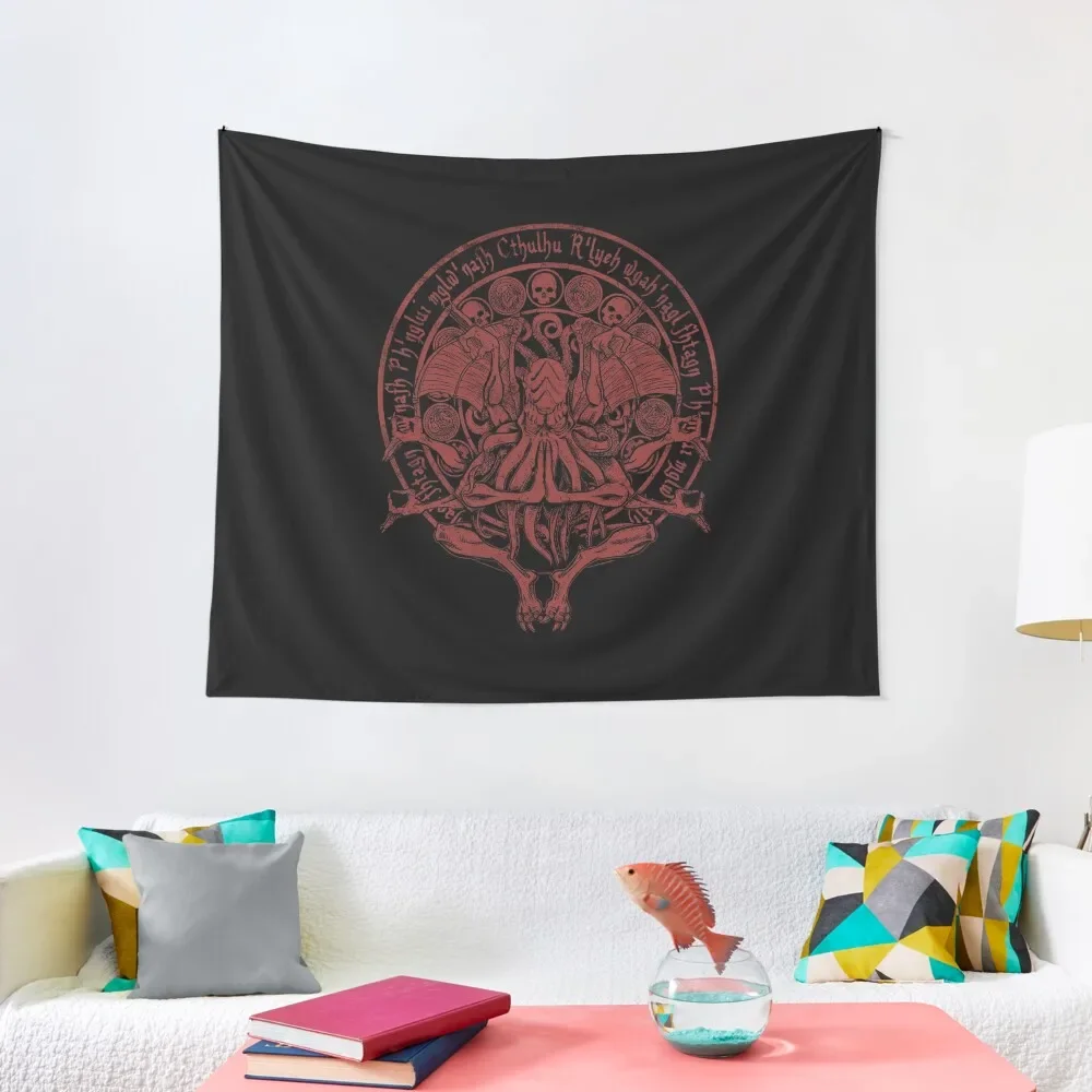 The Idol - Cthulhu Red Variant Tapestry Mushroom Decorative Wall Murals Tapestry