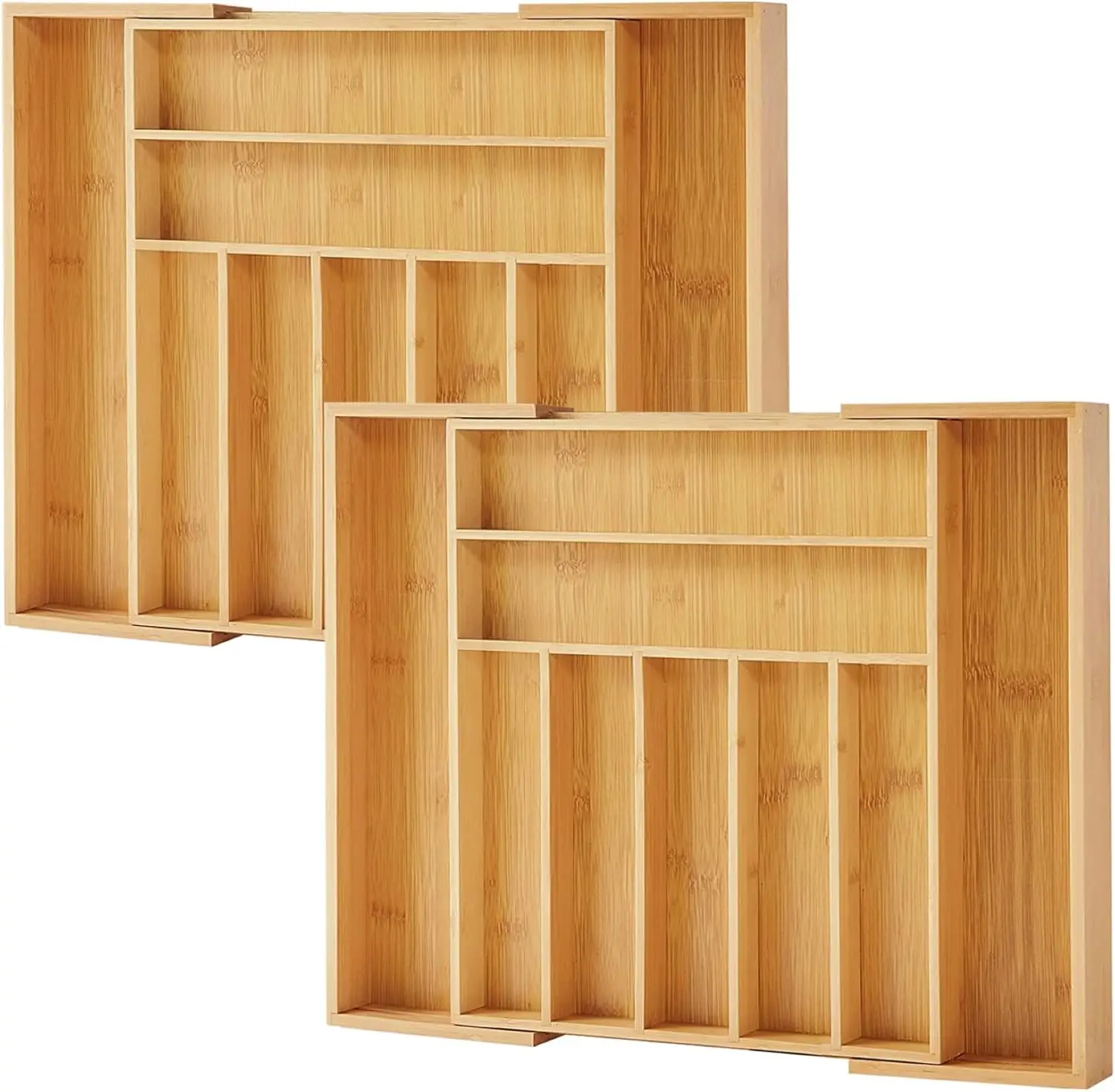 

Expandable Bamboo Drawer Organizer, 2-Pack with Dividers for Utensils & Flatware, Natural Kitchen Storage