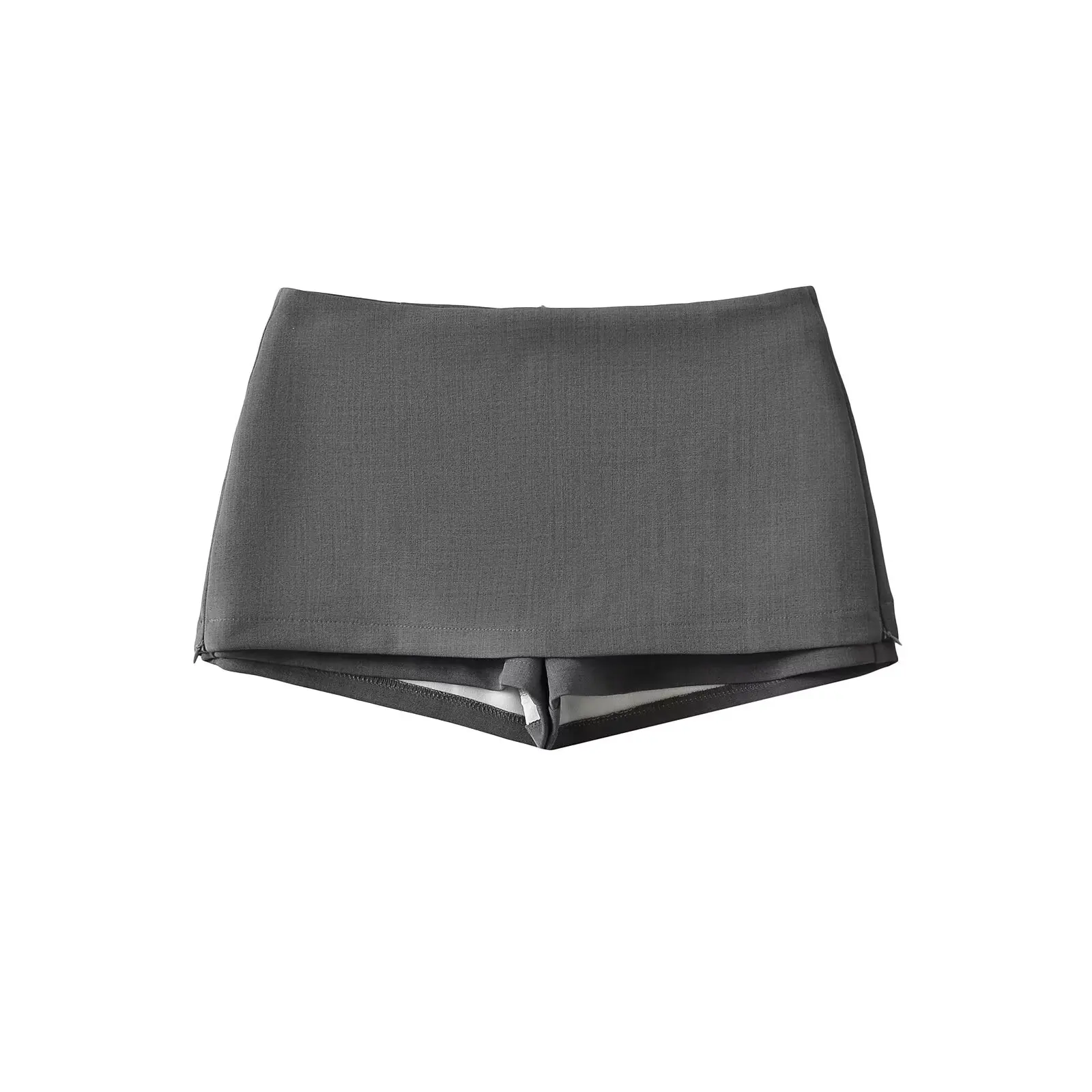 Sexy Low Waist A-Line  Skirt Two-Piece Set Highlighting Legs And Waistline Street Style Trendy Short Skirt Pure Color