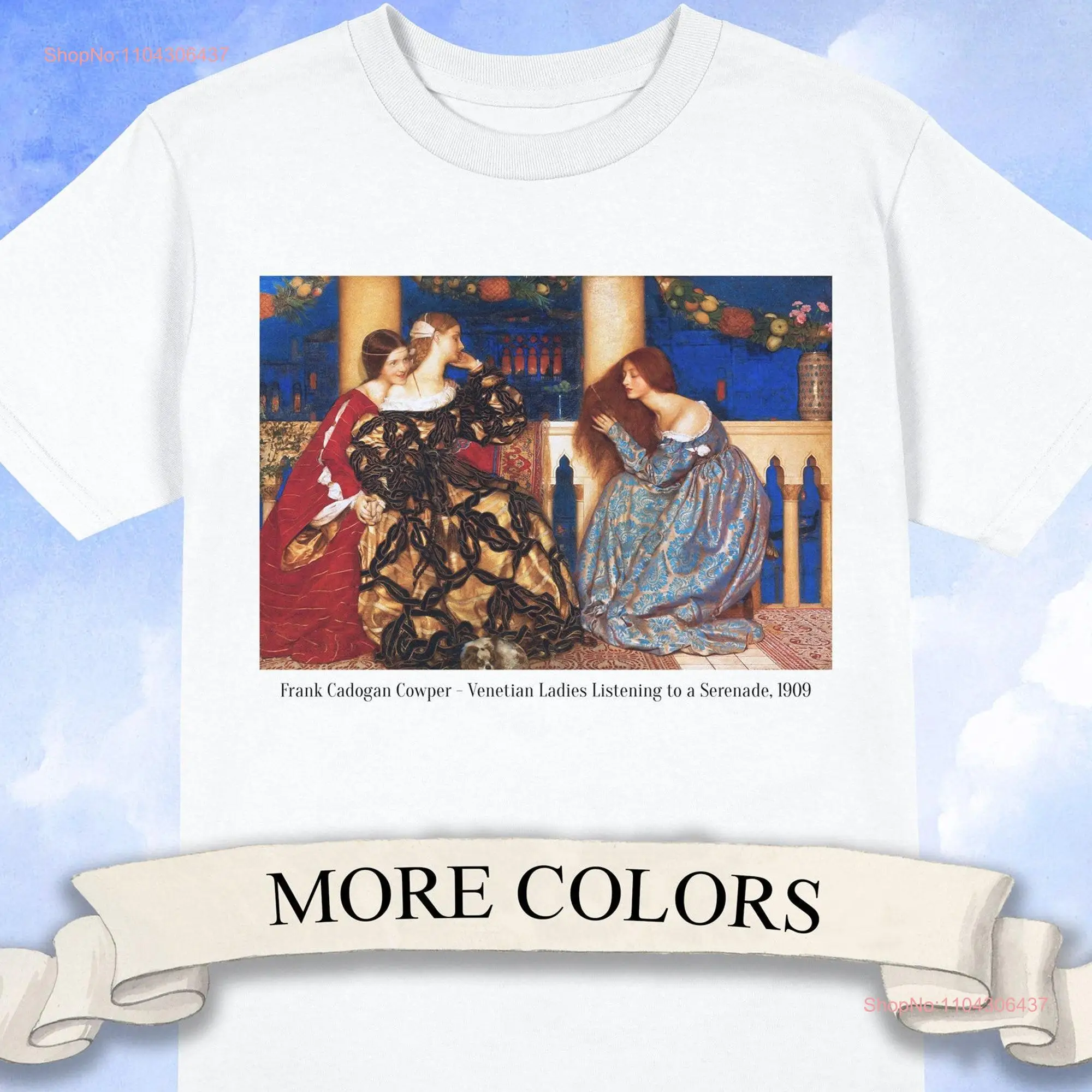 Frank Cadogan Cowper Venetian Ladies Listening to a Serenade t shirt Art History long or short sleeves