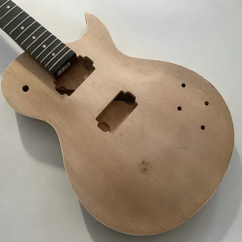 CN338CB338 DIY L P Guitar Kits Solid Mahogany Body HH Pickups 22 Frets Maple with Rosewood One Set for DIY Replace with Damages image 5