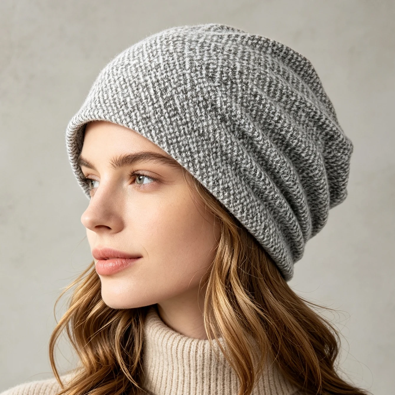 Silver Thread Mixed Color Knit Slouchy Beanie Women Soft Warm Elastic Breathable Bonnet Cap Autumn Winter Daily Outdoor Headwear