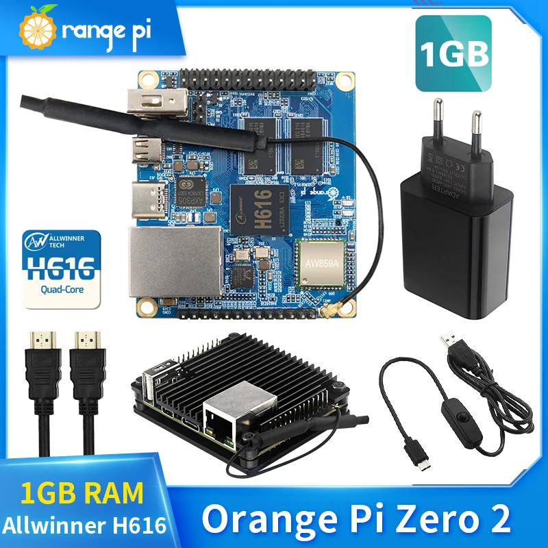 Orange Pi Zero 2 1GB RAM Chip Allwinner H616 WiFi BT 5,0 1000M Ethernet soporte Android 10 Ubuntu linux OS placa única