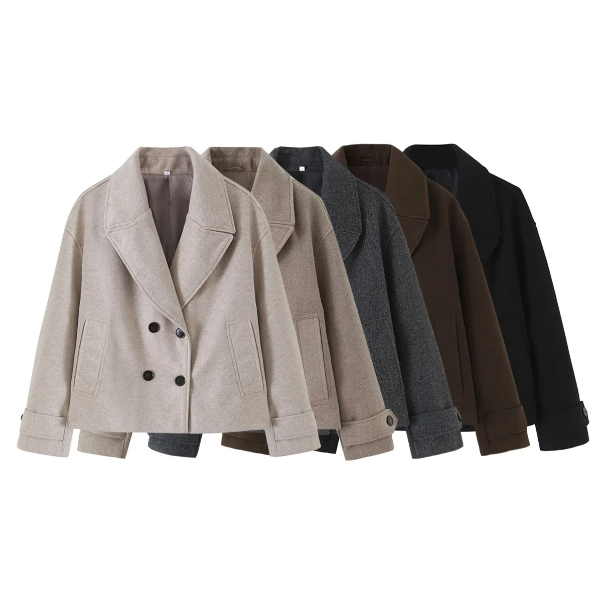 Cross-border European and American style women's clothing 2026 autumn new style small stature double placket wool coat