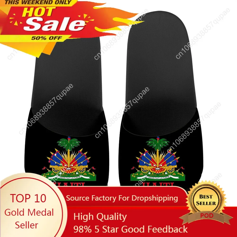 Haiti Flag Print Fashion Home Customized Water Shoes Women Men Children Bathroom Beach Pool Sandals That Can Be Worn Outside