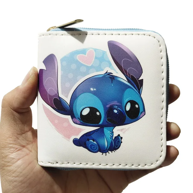 Disney stitch portfel Cartoon Lilo Stitch Anime drukowana postać krótka portmonetka wielowarstwowa portfel z saszetką na karty Christmars prezenty