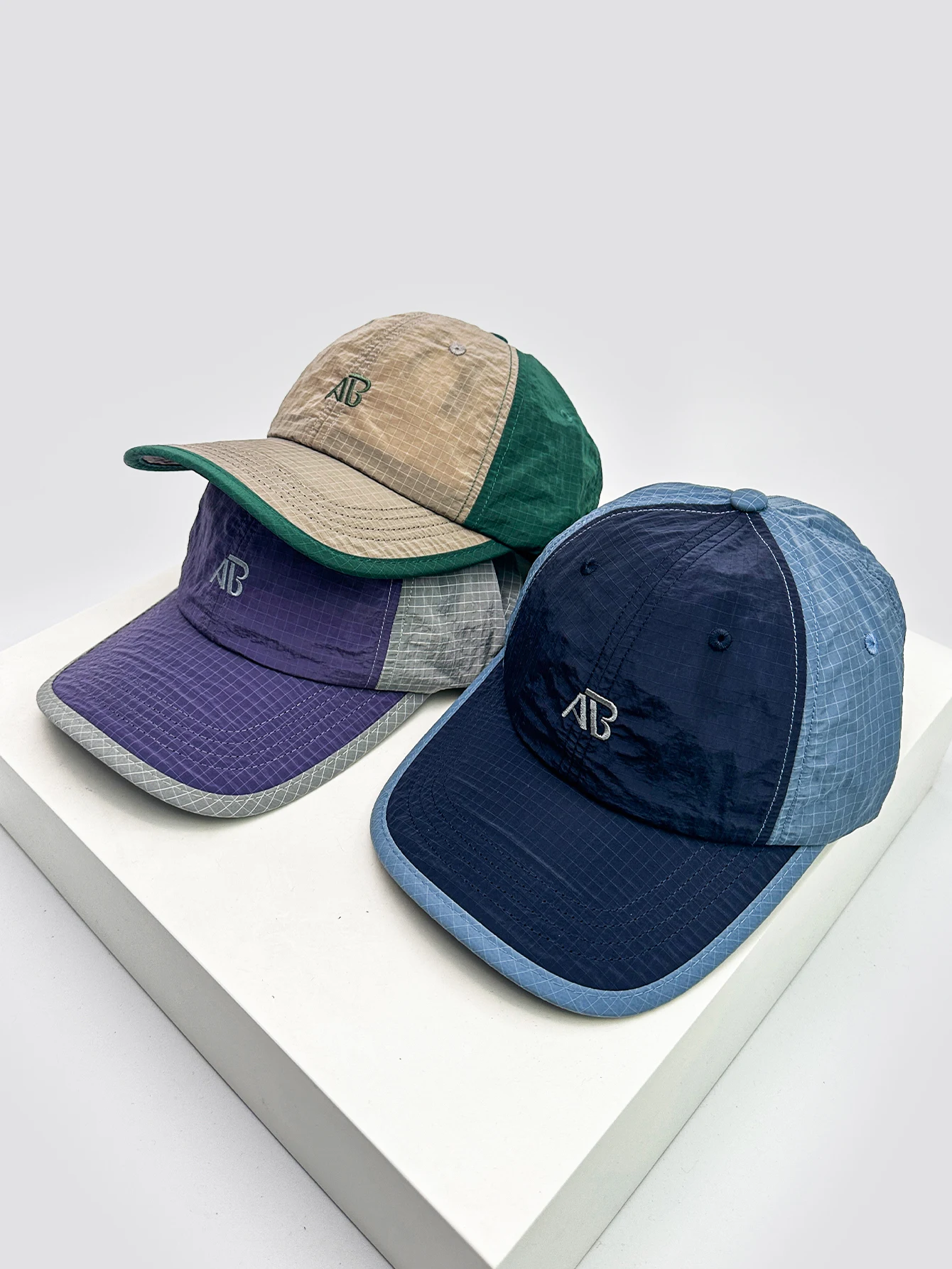 

Spring and summer small plaid quick-drying embroidery letter baseball hat men's and women's sunshade outdoor color matching cap