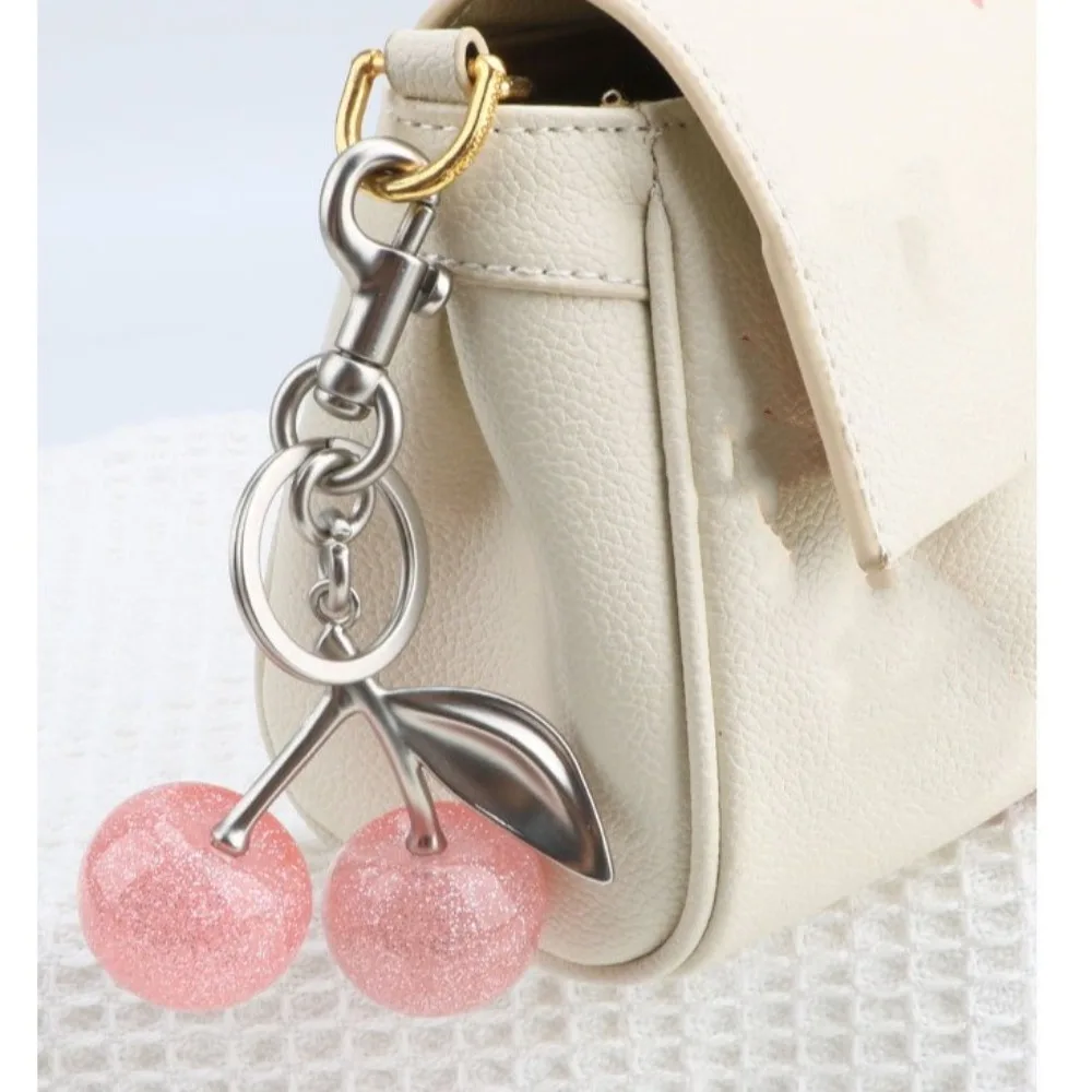 Popular Pink Cherry Keychain Pendant Unique Charm Hangable Shoulder Bag Decoration Hanging Cherry Decoration Cherry Pendant