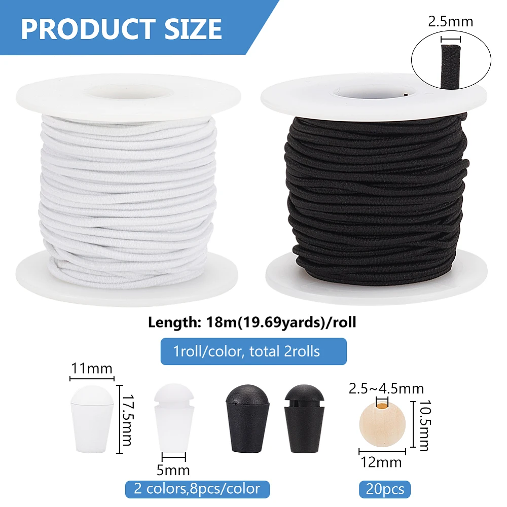 DIY Jewelry Making Finding Kit Including Unfinished Wood Beads Plastic Cord Ends Polyester Cords Mixed Color 12~17.5x2.5~11mm