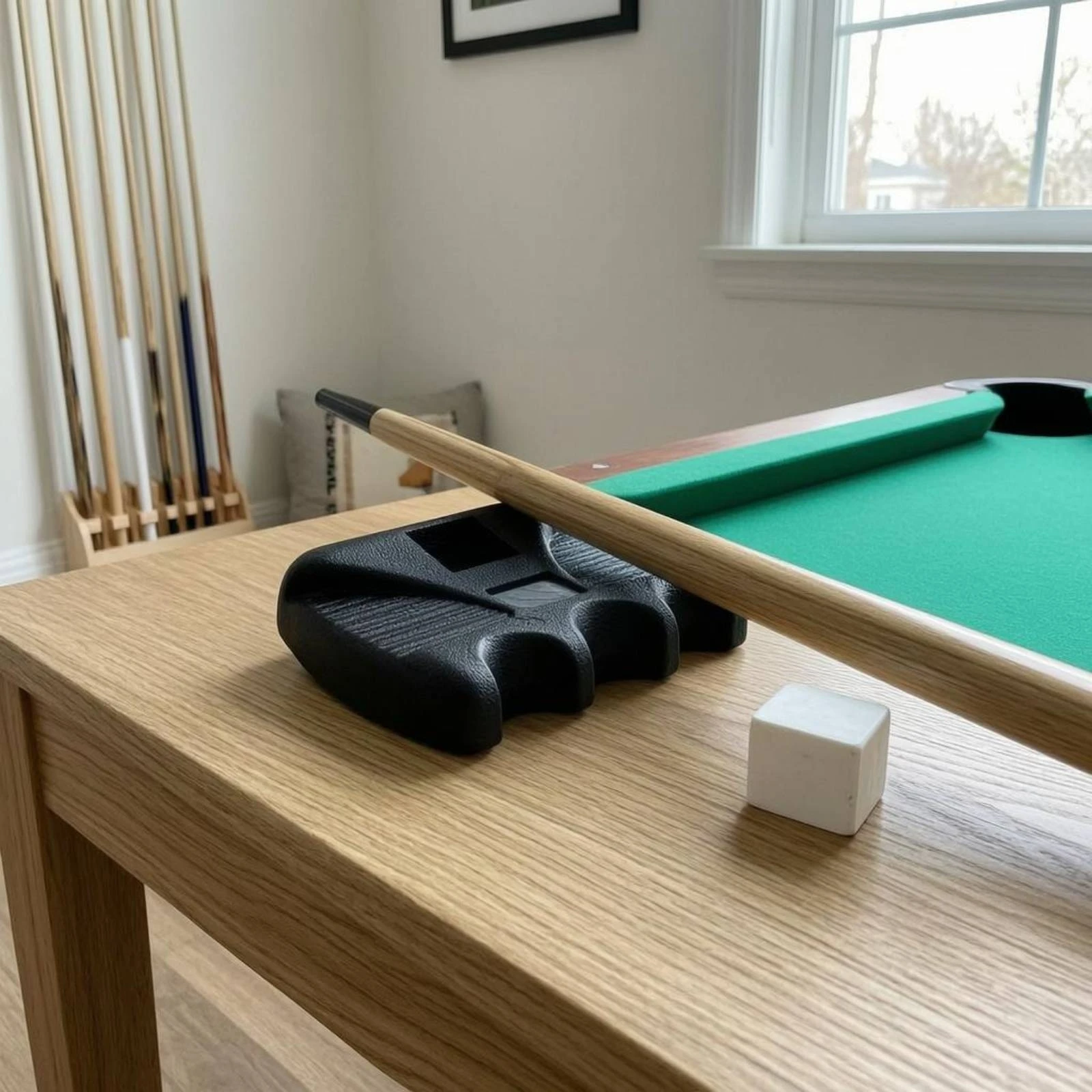 

Billiard Cue Rest Holder Single-Unit-Piece Molded Pool Cue Rest Game Accessory Weighted Textured for Desktop