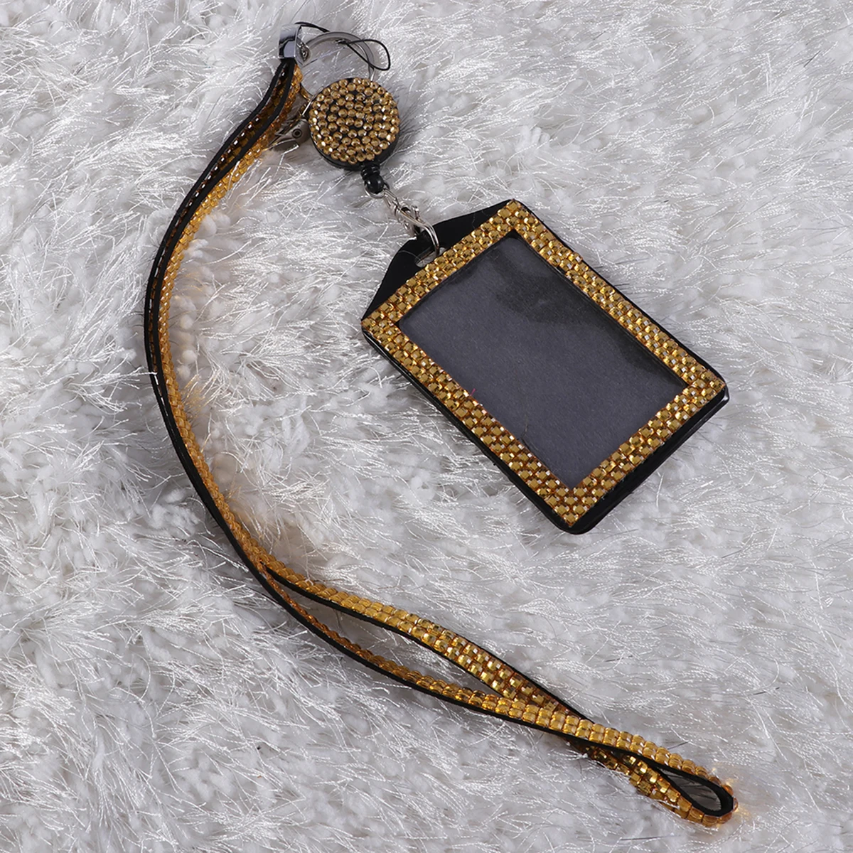 

Rhinestone Lanyard Badge Crystal Bling Necklace Business Id Key Holder Clear Window Business Card Case Travel Holder