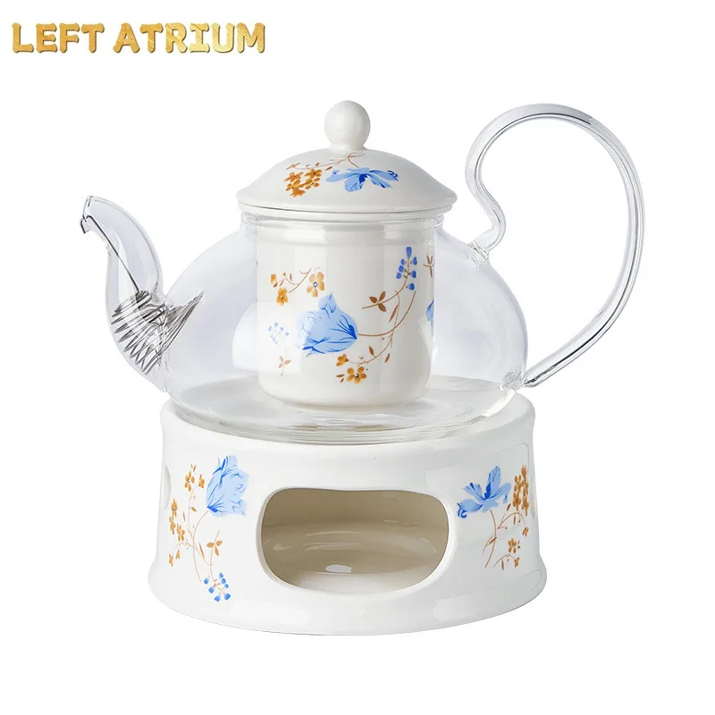 

Элегантный европейский керамический чайник-термос с подогревом от свечи для послеобеденного чая и фруктово-цветочного чая