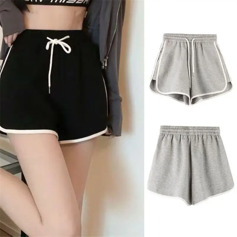 Frauen Gestreiften Casual Shorts Koreanische Schnell Trocknend Sport Shorts Sommer Mode Einfache Yoga Dünne Mini Elastische Taille Shorts Weibliche