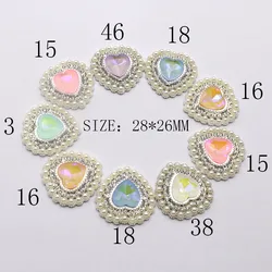 Popular 10PCS28 * 26MM Silver Love Flat Bottom Water Diamond Pearl Mocha For Decorating Weddings, Invitations, Bows, Children's