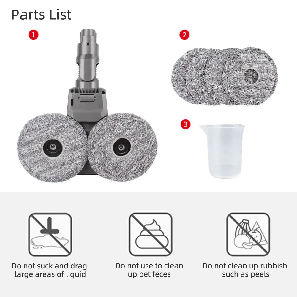 Uaktualnij głowicę mopa elektrycznego w wersji natryskowej + 6 szt. ściereczek do mopa do odkurzaczy Dyson V7 V8 V10 V11 Części z oświetleniem LED