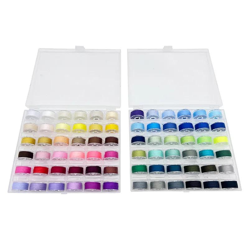 72Pcs/Set Coloful Sewing Thread Plastic Machine Bobbins Embroidery Pre-wound Bobbins Thread kit