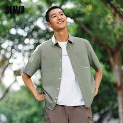 Semir Short-Sleeved Shirt Men 2024 Summer New Commute-Easy-To-Manage Top With Trendy Workwear Style