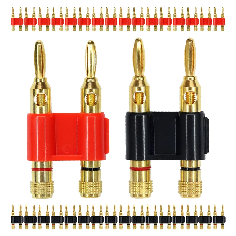 

8PCS 4mm High Quality Gold Plated Double Row Banana Plug Connector Speaker Plug Adapter Two-position Audio Cross Plug