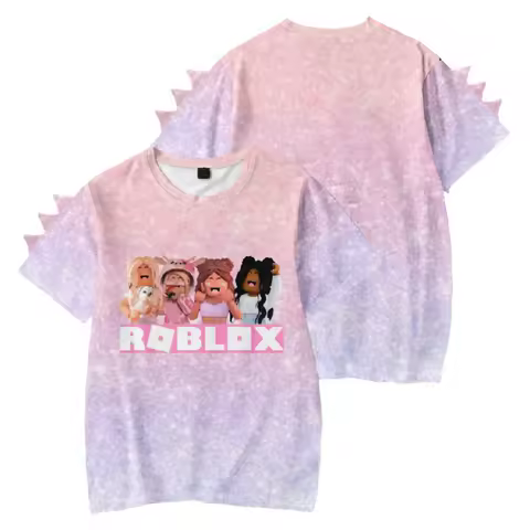 3D Summer New Style Game ROBLOX Creative Peripheral Cartoon Digital Print Child Dinosaur Short-Sleeved T-Shirt Daily Necessities