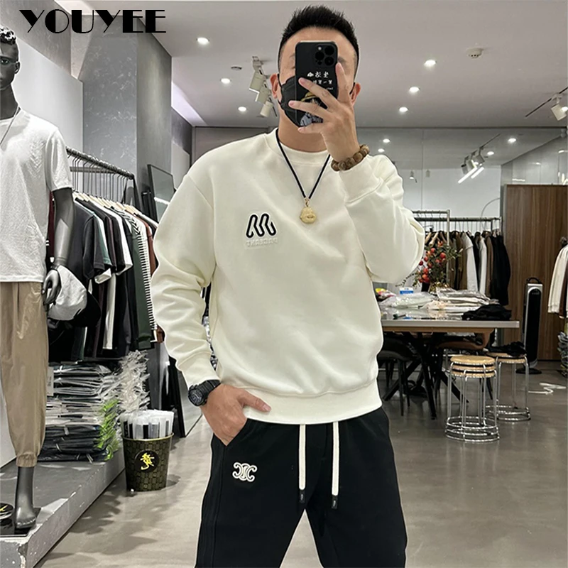 Boys' Popular Letter Sweater Round Neck Long Sleeve Men's Pullover Top 2023 New Autumn Winter White Simplicity Hoodies Clothing