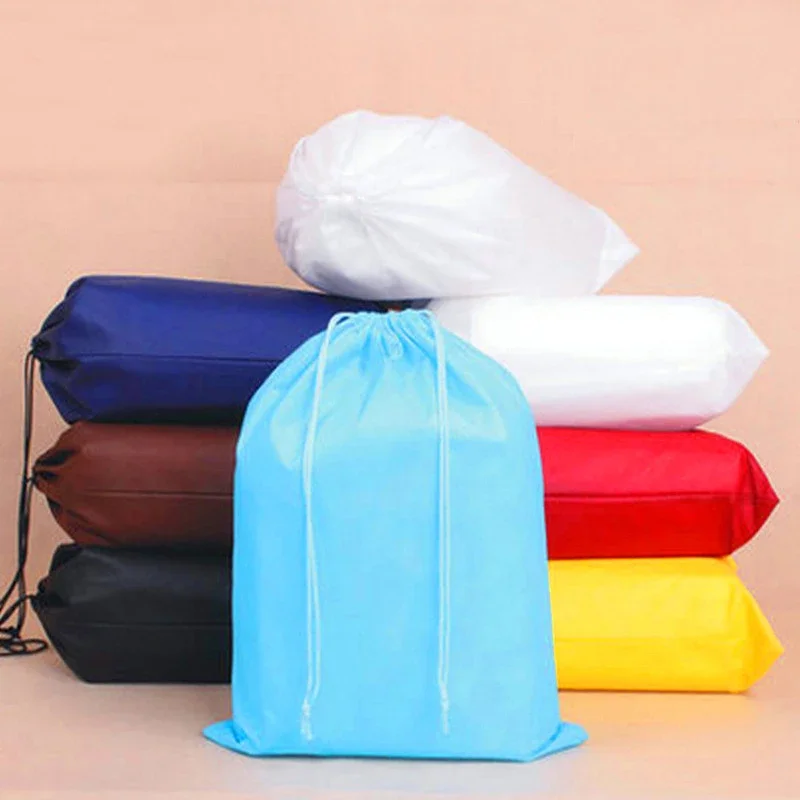 Waterproof Reusable Non-woven Portable Tote Drawstring Storage Bag Closet Shoes Bra Panties Organizer Pouch Folding Travel Bag