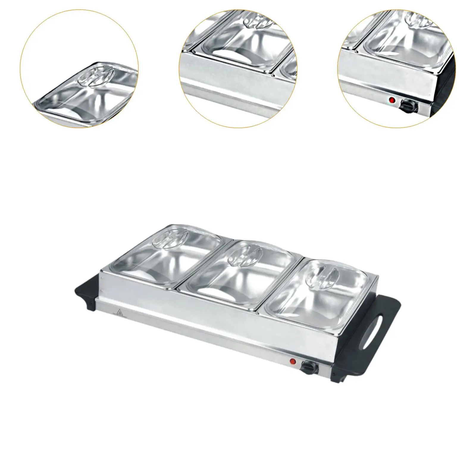 Electric Buffet Server Tray Adjustable Temperature Stainless Steel Insulated Tray for Weddings Dinners Parties Kitchen Holidays