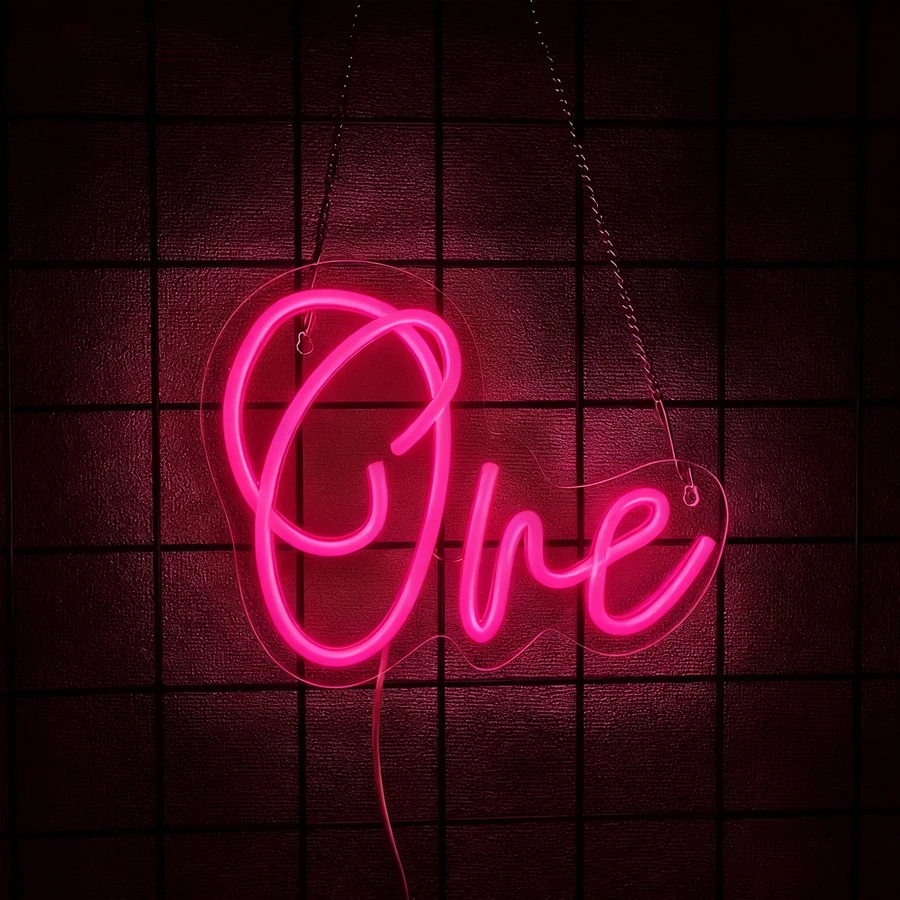 علامة نيون LED واحدة، أيقونة عيد ميلاد بعمر سنة واحدة، تستخدم لأعياد الميلاد والحفلات والذكرى السنوية والمنزل وديكور الزفاف وهدايا عيد الميلاد.