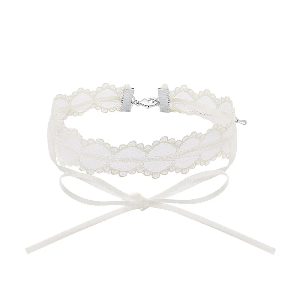 Double-Layer Lace Gargantilha Colar, Colarinho Gargantilhas, Festa Jóias, Acessórios, Branco, Personalidade, Moda, 1Pc