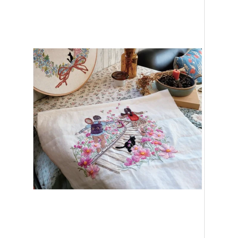 Coloring Embroidery Illustration Book Korean Embroidery Stitch Guide DIY Craft Art Book for Embroidery Lovers Beginners Gift