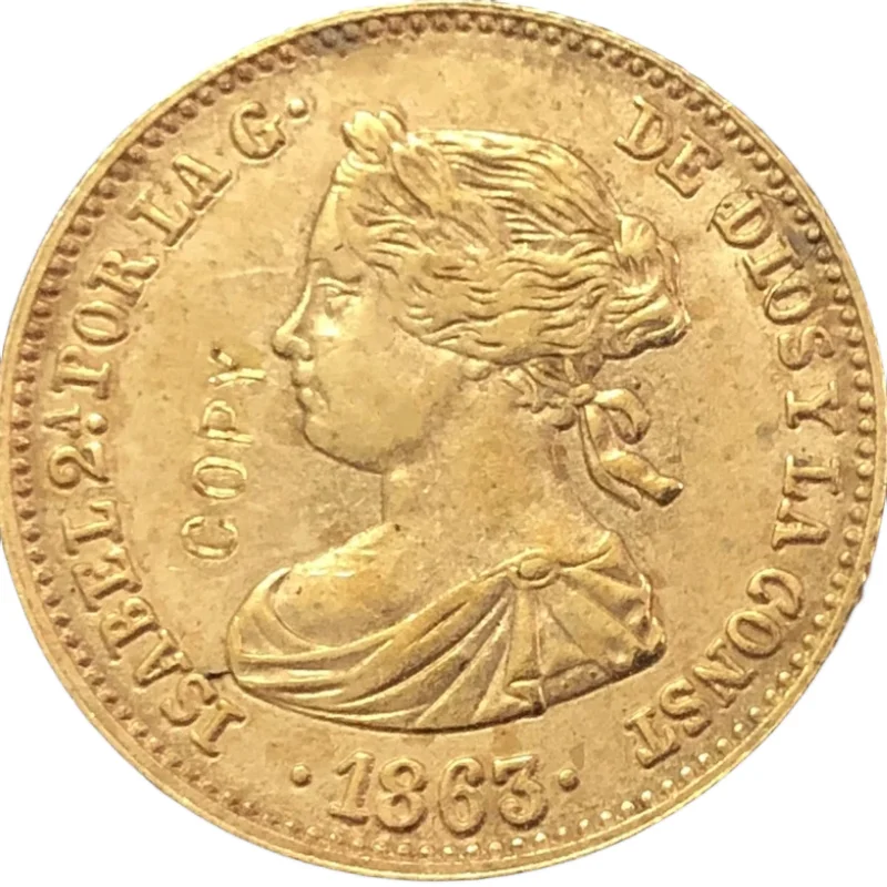 1863 Spain 40 Reales-Isabel II Gold Copy Coin