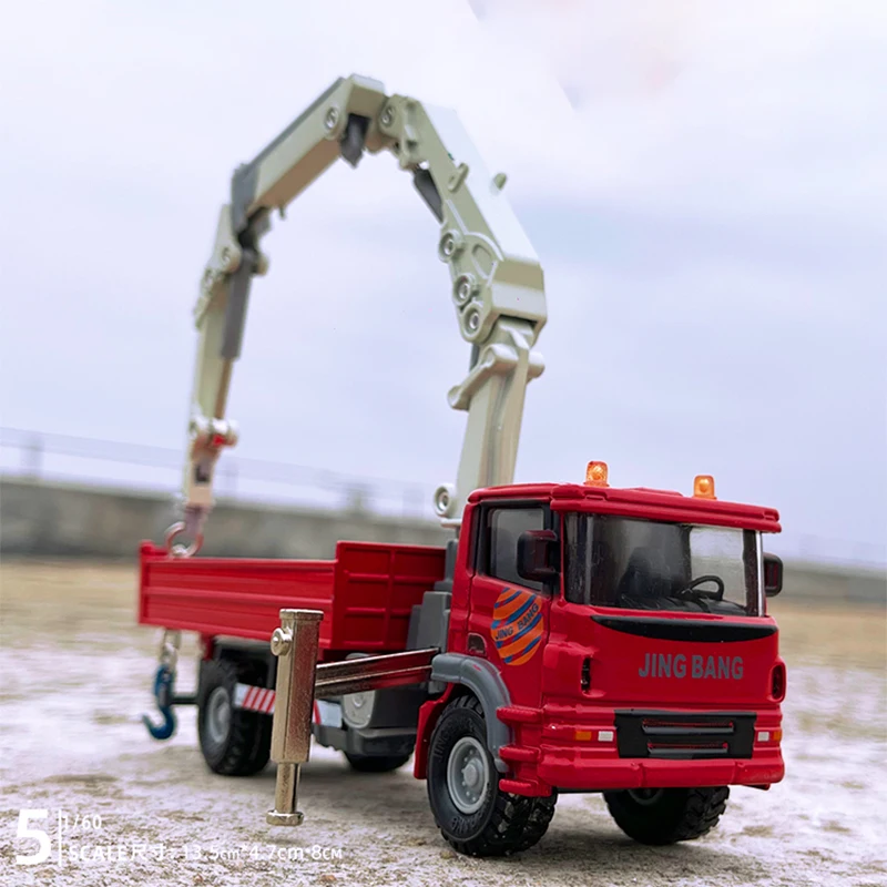 1:60 Scale Alloy Engineering Car Truck Crane Engineering Transport Car Wrecker Model Children's Toy Gift Collection Decoration