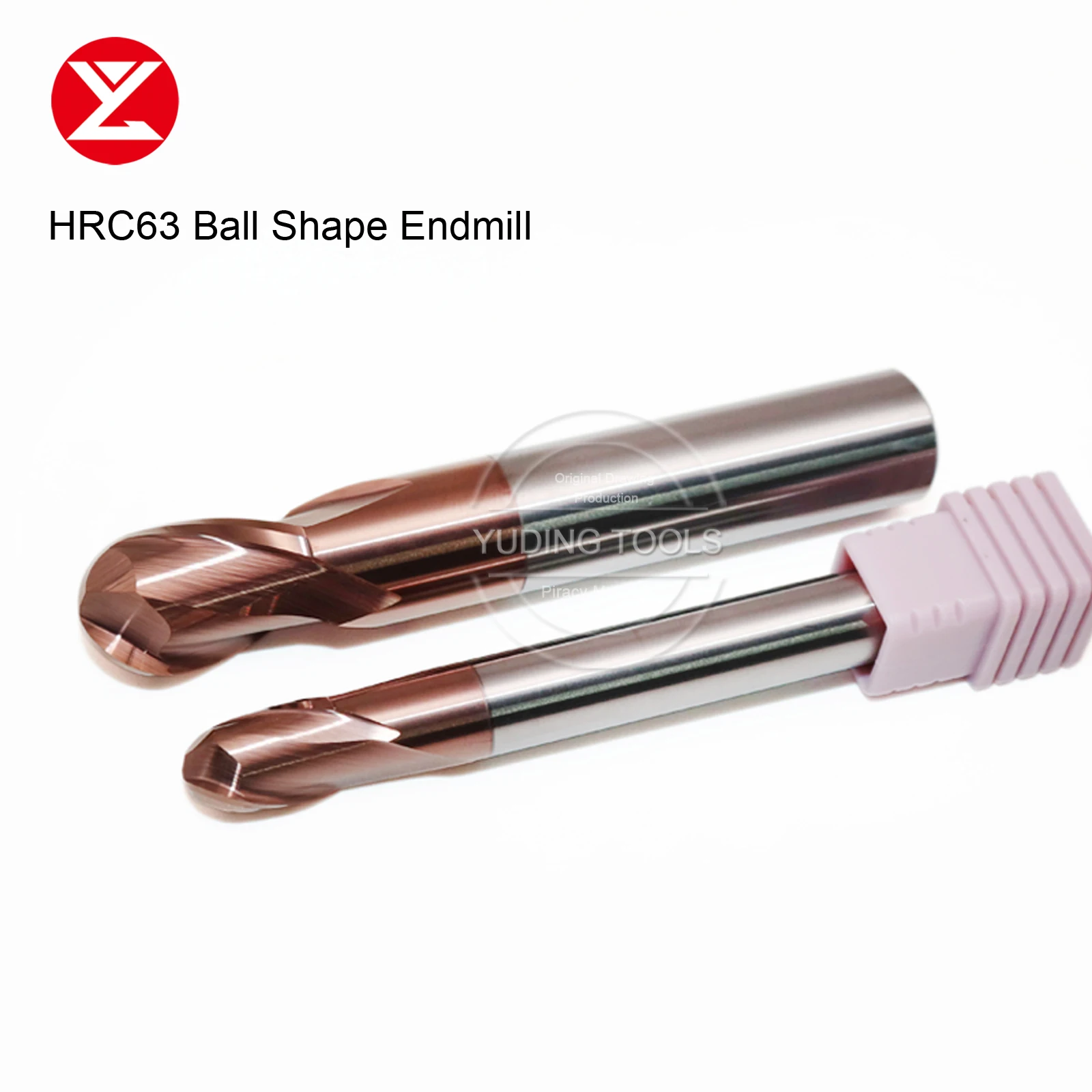 CNC HRC63 2 Flute Ball Shape Solid Carbide Endmill R3 R4 R5 With Coating For Harded Milling Cutter Materail Router Cutting tool