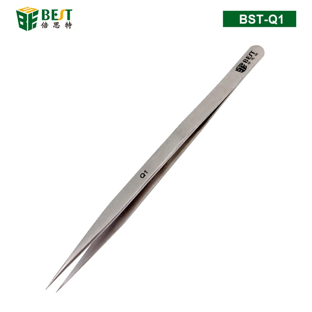 1Piece Stainless Steel Straight Tweezers Anti-static Forceps Precision Tweezers for PCB Link Jumper Wire Soldering Repair