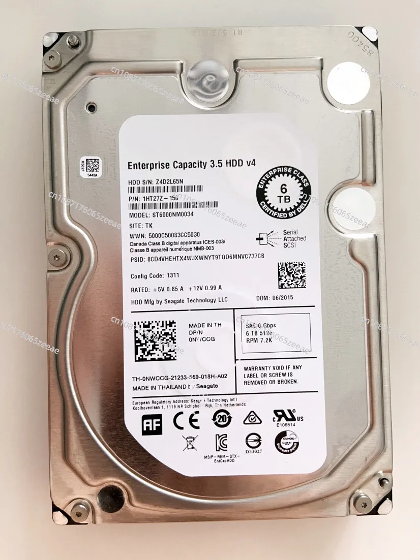 Original 0NWCCG NWCCG Enterprise Hard Disk Drive 6TB RPM 7.2K 3.5 SAS 6GB Seagate ST6000NM0034 For Dell Server