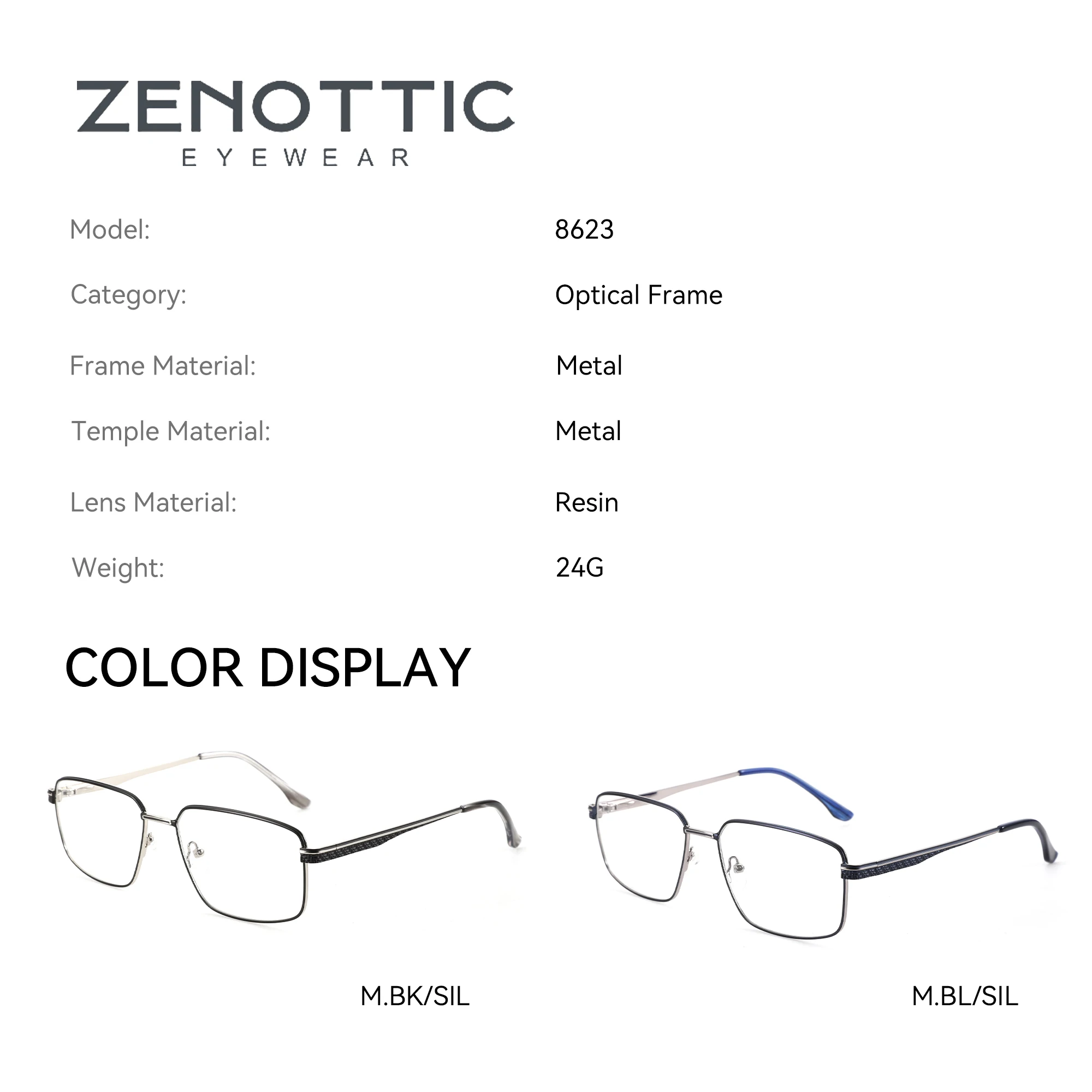 ZENOTTIC High-quality Metal Square Progressive Prescription Glasses Fashion Myopia Eyewear Rectangle Optical Eyeglasses for Men﻿