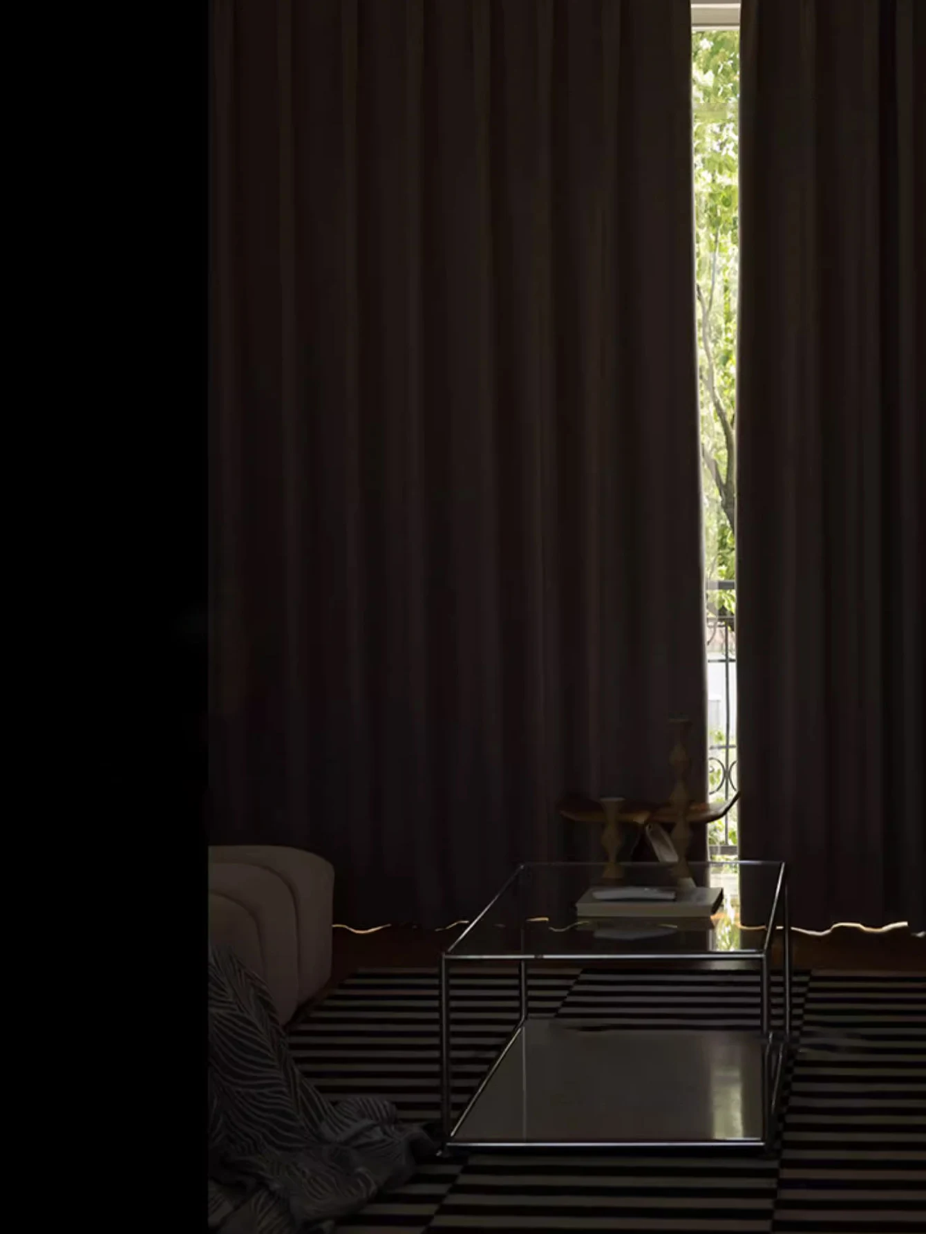 Hook And Loop Fastener  Modern Living Room Curtains Full Blackout Fabric Finished Product Thickened linen #5