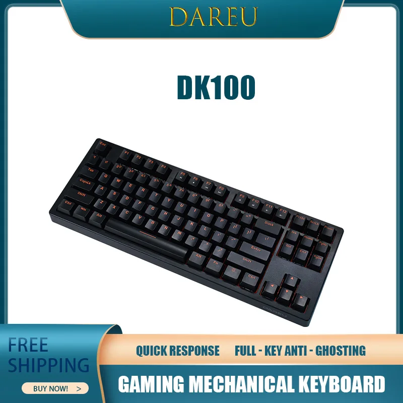 Dareu DK100 Mechanical Keyboard 87-Key Blue Black Tea Switches Gaming Desktop Laptop External Keyboard For Consumer Electronics