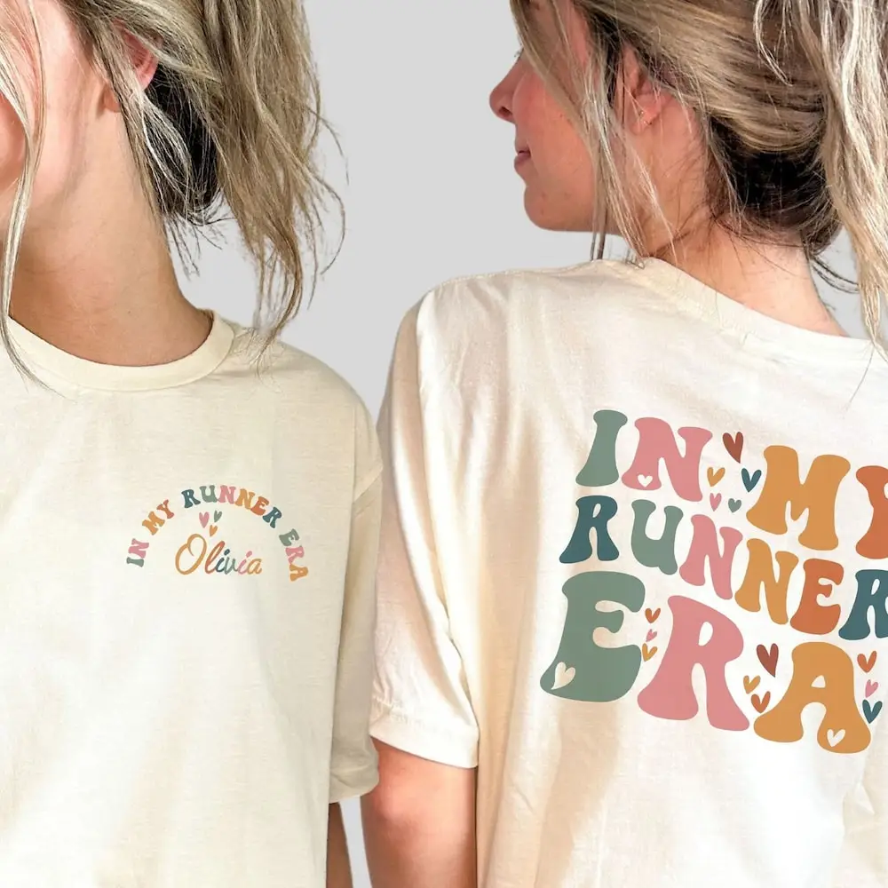 In My Runner Era Custom Name T Shirt Runners For Marathon Running Retro Birthday Best Friend Daughter