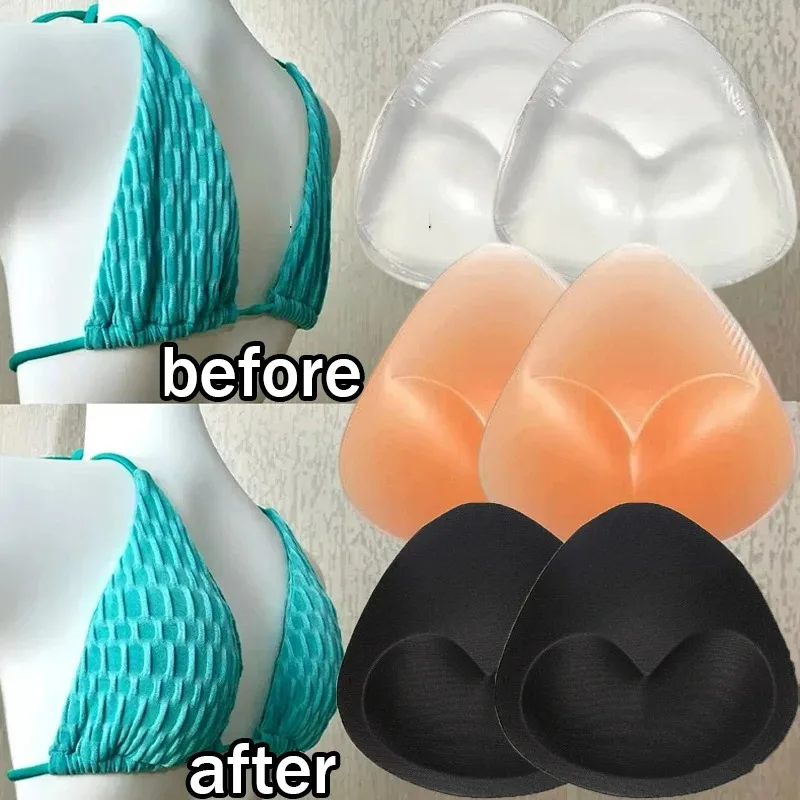 1pair Invisible Bikini Bra Pads Soft Removable Foam Breast Inserts Push Up Chest Padding Swimsuit Women Underwear Accessories