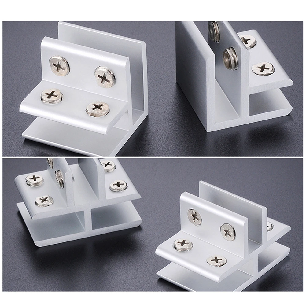 2PCS  Glass Clamps For Handrails Shelves Holder Corner Bracket Clamp Aluminum  10-12mm Glass Clips 4 Sizes Fixed Fitting